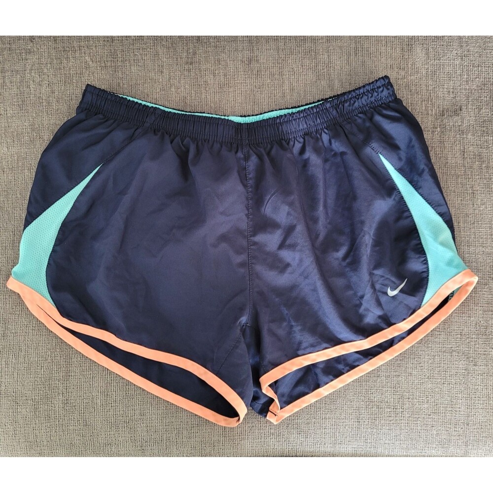 Nike Womens M Blue Running Shorts Brief Lined Athletic Swoosh Workout Gym